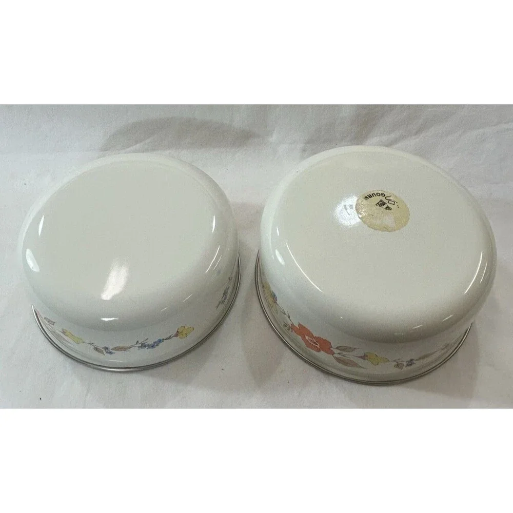 Vintage Saltera Enamel Nesting Bowls Set 2 - Himark Gourmet Kitchen Floral
